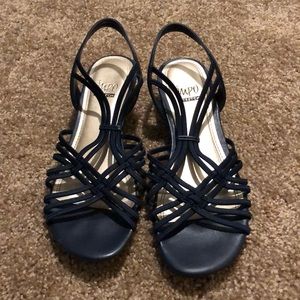 Navy blue strapped sandals